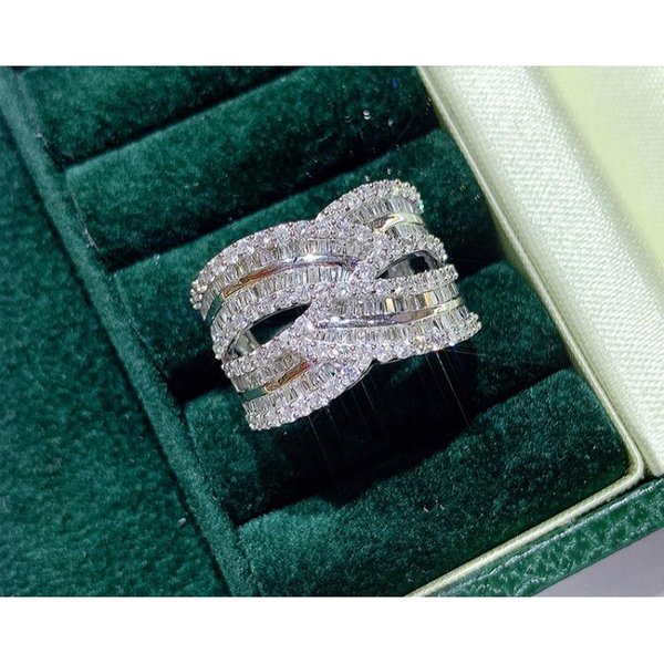 Nuevos Anillos De Lujo Exagerados Europeos Y Americanos Para Mujer, Anillos De Par De Circonitas Rellenas De Diamantes, Accesorios Para Fiestas De Baile No. 10-image