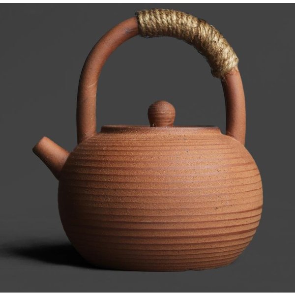 Czajniczek W Stylu JapońSkim RęCznie Robiony Retro Ceramika Szorstka Kamionka Ceremonia Herbaty Kungfu PrzenośNy Zaparzacz Do Herbaty Ceramiczny Czajniczek Zestaw Do Herbaty Brown-image