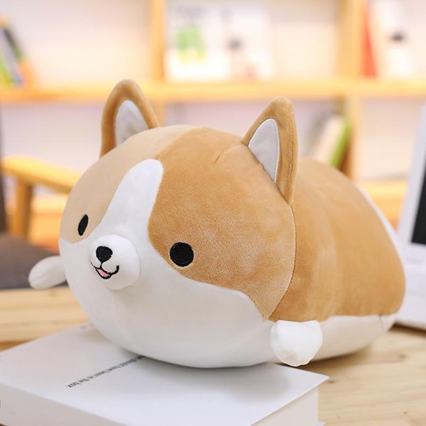 35~60 Cm MięKka Pluszowa Zabawka Corgi Wypchana LeżąCy BrąZowo-ŻółTo-Szary Pies Szczeniak Zwierzę Poduszka Towarzysz Snu Prezent Dla MężCzyzny 60Cm-image