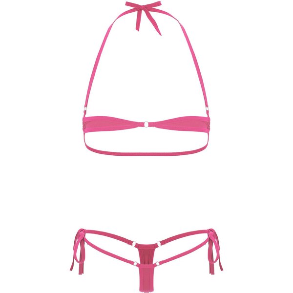 Conjunto De Micro Bikini Halter Sexy Con Cordones Para Mujer, Traje De BañO Tanga De Tiro Bajo Transparente Para Playa, Verano, Fiesta En La Piscina, Traje De BañO De Dos Piezas One Size-image