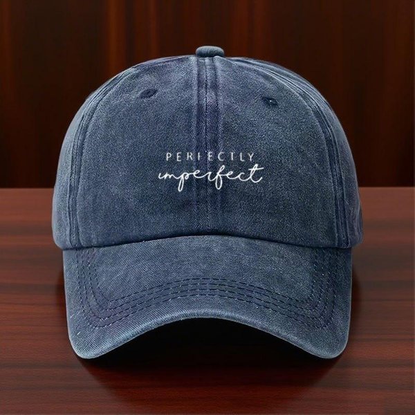 Gorra De BéIsbol Ajustable Bordada De Mezclilla Lavada Perfectamente Imperfecta Adjustable Black-image