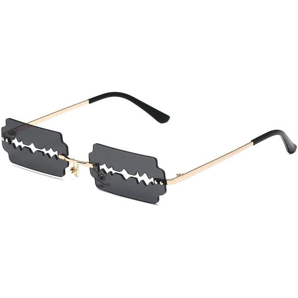 Festiwalowe ProstokąTne Okulary PrzeciwsłOneczne Bez Oprawek Damskie Unikalne Ostrze Zabawne Okulary PrzeciwsłOneczne Osobowość Trend Wybieg Impreza Hip Hop Gray-image