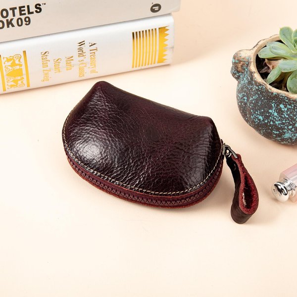 Cartera De Cuero Genuino Para Monedas Para Mujer Mini Billetera Bolsa Para Guardar Llaves LáPiz Labial Estuche PequeñO Lindo-image