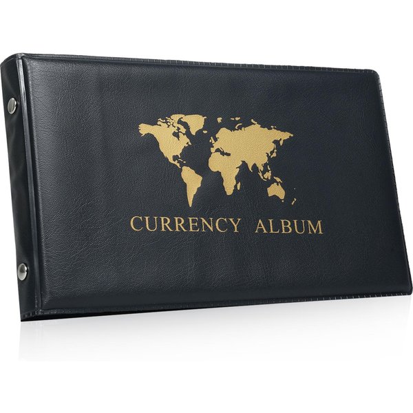 40 Kieszeni Album Na Kolekcjonowanie BanknotóW Walutowych 20 Stron Przezroczyste Uchwyty Na Dolarowe Banknoty PieniąDze ŚWiata SkóRa PU Twarda OkłAdka Przechowywanie Czarny-image