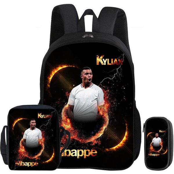 Zestaw 3 Szt. Plecak M-Mbappe Torba Na KsiążKi Gwiazda PiłKi NożNej Torba Na Ramię PióRniki Dziecko Mochila Sportowa Torba Szkolna Prezent Dla Dzieci Rucksack-image