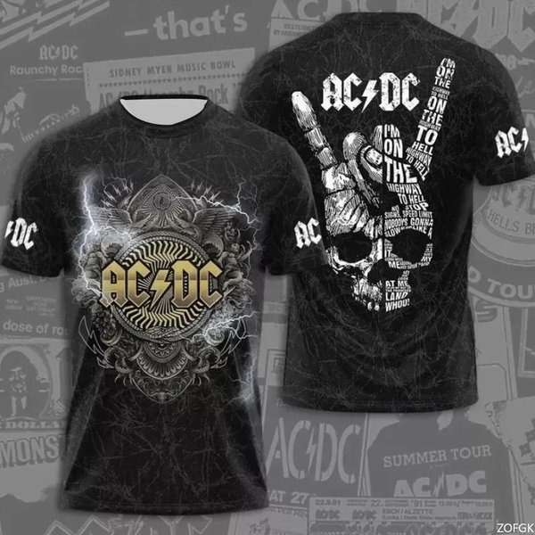 Camiseta Rock Band 2025 ImpresióN 3D Secado RáPido Deportiva Transpirable Hombre Cuello Redondo 3XL Gray-image