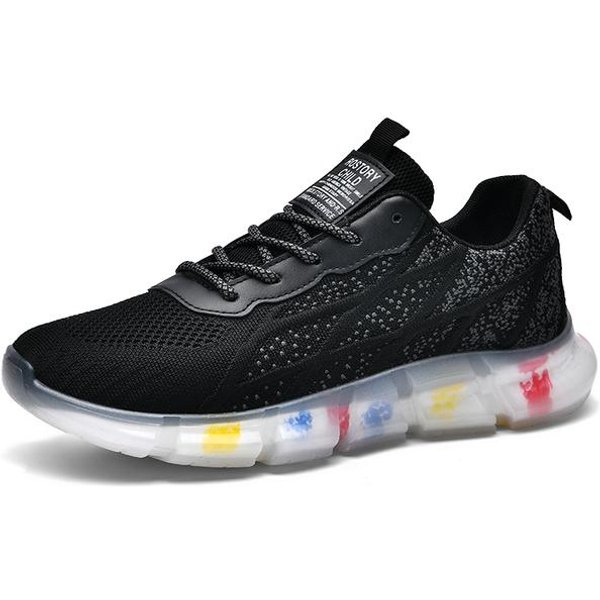Zapatillas Deportivas Casuales Para Hombre Ligeras Transpirables De Malla Verano EláSticas Moda Deportivas Para Exterior Zapatillas De Jogging 39 Negro-image