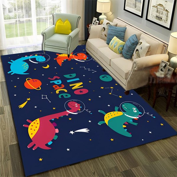 3D Uroczy Dinozaur Dino Kosmos KreskóWkowy Dywanik Dywan Do Domu Salon Sypialnia Sofa Wycieraczka Dekoracyjna, Dywanik DziecięCy AntypośLizgowa Mata PodłOgowa 40X60Cm(15X23In)-image