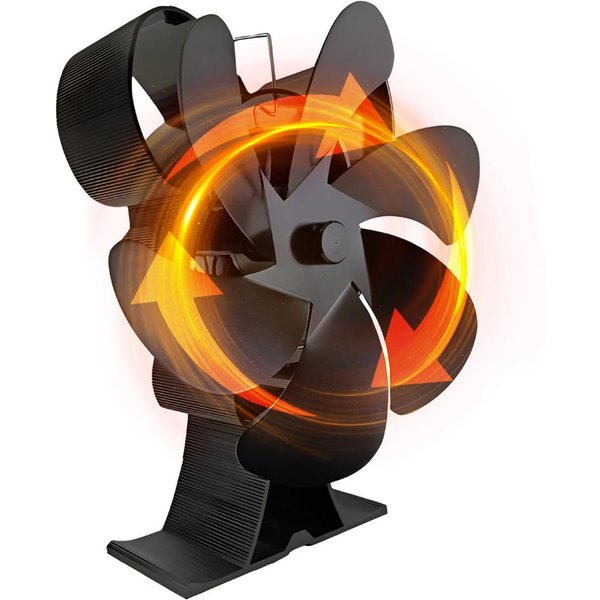 Ventilador De Estufa De LeñA Alimentado Por Calor Con Forma De RatóN De Dibujos Animados, Funcionamiento Silencioso, CirculacióN De Aire Caliente, 6 Aspas Negro-image