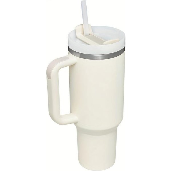 Spersonalizowany Kubek 866ML Z Uchwytem, Pokrywką, SłOmką, 40Oz, Butelka Na Wodę Ze Stali Nierdzewnej, Kubek Termiczny, PodróżNy Kubek Samochodowy Do Kawy 801-900Ml BiałY-image