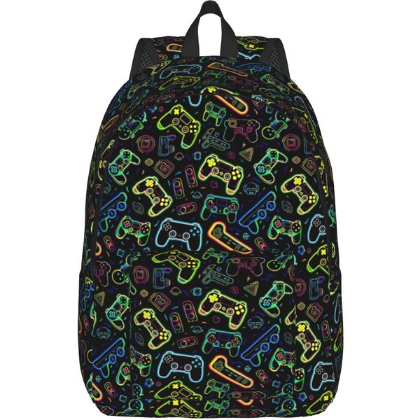 Mochila De Moda Con Bolsillo Para Controlador De Videojuego Senderismo Viaje Escuela Secundaria Mochila De DíA Para Hombres Mujeres Universidad Bolso De Hombro M-image