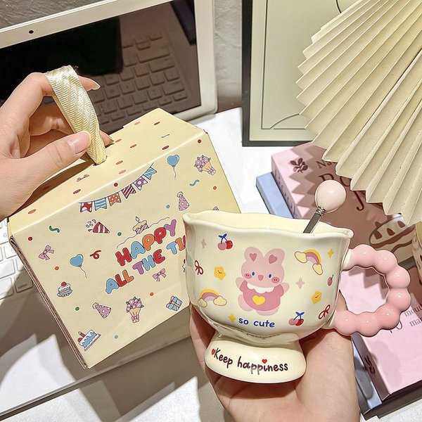 Taza De Cachorro Estilo Ins Taza De Aspecto Elevado Taza De Agua De CeráMica Para Pareja Regalo De CumpleañOs Para NiñAs Regalo Souvenir 380Ml-image