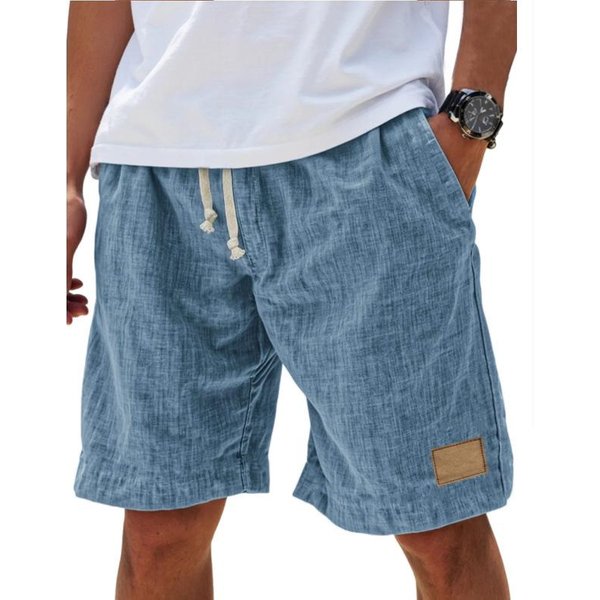 Nowość MęSkie Retro OddychająCe Lniane LuźNe Szorty Wakacyjne Modne Codzienne Szorty 3XL Gray-image