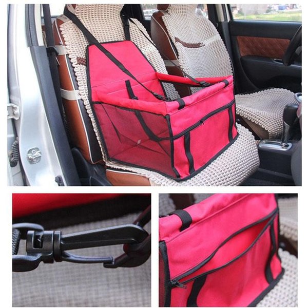 Bolsa De Asiento De Seguridad De Coche Para Perros Y Gatos, Hamaca PortáTil Doble Gruesa, Bolsa De Viaje Impermeable, Cesta De Producto, Transportadores Para Mascotas Rojo-image