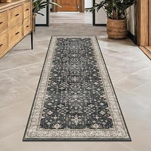 Dywanik Do Przedpokoju AntypośLizgowy Boho Vintage Kwiatowy Dywanik Do Kuchni Przedpokoju Nowoczesny Dywanik Do Salonu Sypialni Mata PodłOgowa AntypośLizgowa Dekoracja Domu 40X60Cm 16X24Inch-image