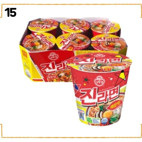 Set De 6 Tazas De Ramen Coreano | Nongshim Ottogi Samyang Paldo | Fideos InstantáNeos Taza PequeñA Ottogi Jin Ramen Spicy Cup 6 Pack (65G X 6)-image