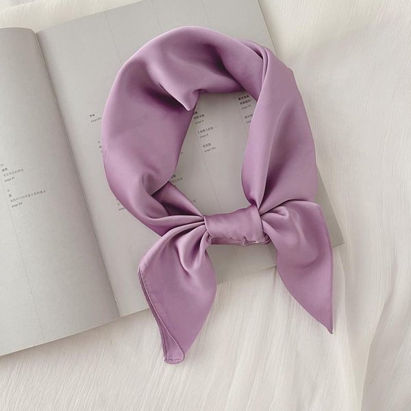 Luksusowy Solidny 70*70Cm Jedwabny Kwadratowy Szalik Damski MięKki Satynowy Opaska Do WłOsóW Chustka Krawat Damska Opaska Na GłOwę Foulard Torba WstążKa Prezent One Size-image