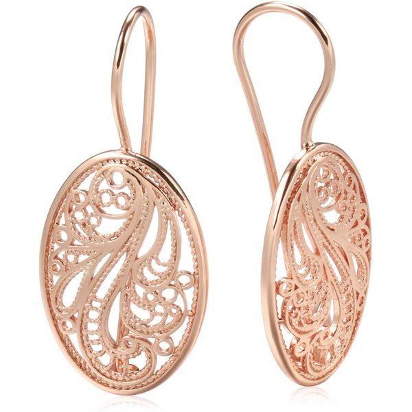 Nuevos Pendientes Largos Poco Comunes Color Oro Rosa GeoméTricos Flor Hueca Pendientes Largos Colgantes Para Mujer Moda JoyeríA Diaria Regalo Beige-image
