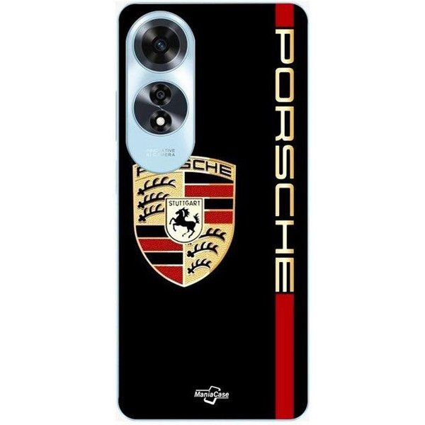 Coque Pour Oppo A60 Porsche Logo Rouge Et DoréE Fond Noir Maniacase Negro-image