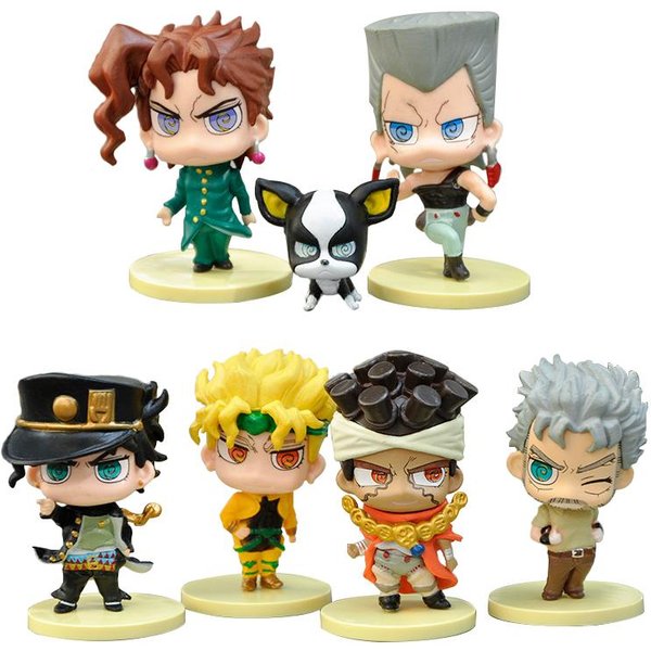 5 Piezas Figura De Anime Jojo's Bizarre Adventure Kujo Jotaro Star Platinum Iggy Polnareff Kakyoin Tenmei Figura De AccióN Modelo MuñEca Para NiñOs No Box Beige-image