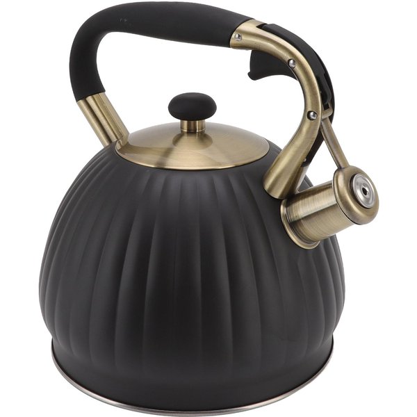 Hervidor De Té Silbante De 3.5L Acero Inoxidable Forma De Calabaza Tetera Para Estufa Tetera Negra L-image
