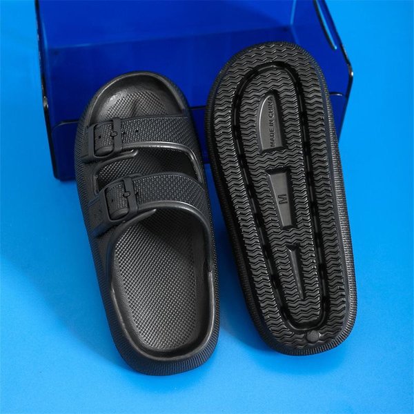 Zapatillas De Plataforma Gruesa Con Hebilla Mujer Verano Playa Eva Suela Blanda Sandalias Zapatillas De Nube Antideslizantes Para Interior BañO Mujer 38-39 Negro-image