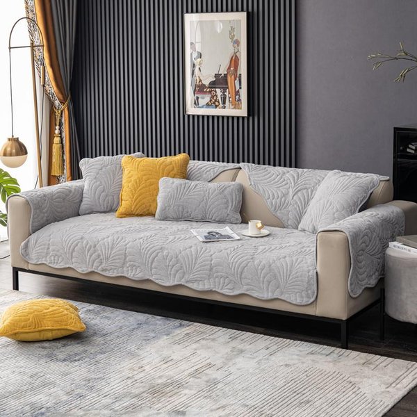 CojíN De Sofá Cuatro Estaciones Universal Chenilla Acolchado Funda Para CojíN De Asiento De Sofá Jacquard Antideslizante Sala De Estar Respaldo De Sofá Reposabrazos 70X70Cm 1Pcs Gris Claro-image