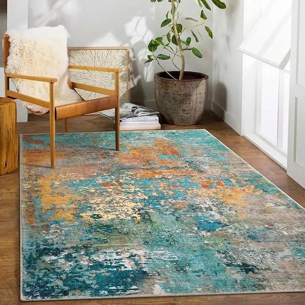 Dywan Z DłUgim WłOsiem – Nowoczesny Dywan Abstrakcyjny Do Salonu, Kuchni, łAzienki, Zmywalna, AntypośLizgowa, Plamoodporna Mata PodłOgowa 160X200Cm(62X78In)-image