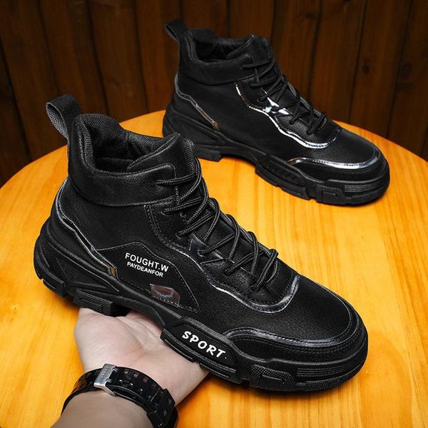 Zapatos BritáNicos Botas Martin Hombre OtoñO Nueva Tendencia De Personalidad Botas Casuales De CañA Alta Herramienta Invierno Botas De Plataforma De Moda 42 Negro-image