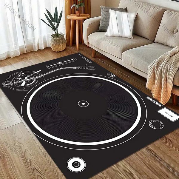 Gramofon Winylowy Drukowany Dywan Do Sypialni Salonu PrzyłóżKowy Sofa Mata PodłOgowa Nowoczesny WystróJ Domu Dywan Obszarowy DużY Rozmiar 100X150Cm-image