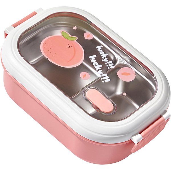 PrzenośNy Bezpieczny Szczelny Podzielony Stal Nierdzewna Termiczny Pojemnik Na Lunch Bento Dla StudentóW SzkołA Biuro Pinkish-image