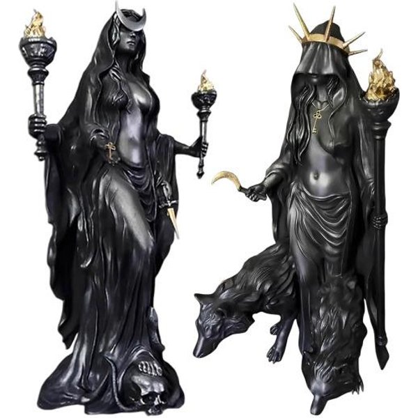 Hekate Niktipolos Statua Magia Grecka Bogini WiedźMa Figurka NiosąCa ŚWiatłO Lub Gwiazda Poranna RzeźBa Z ŻYwicy Do Dekoracji Domu 16Cm C-image