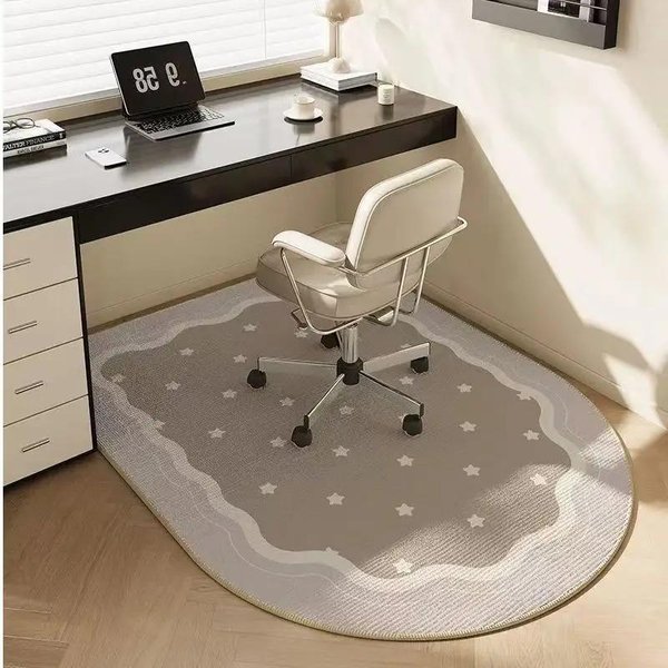 Kremowy Styl łUkowa Mata Pod KrzesłO AntypośLizgowa Odporna Na ZużYcie Dywanik PodłOgowy Do Sypialni Biura Gabinetu KrzesłO Obrotowe Dekoracja Domu 120X100Cm 47X40Inch-image
