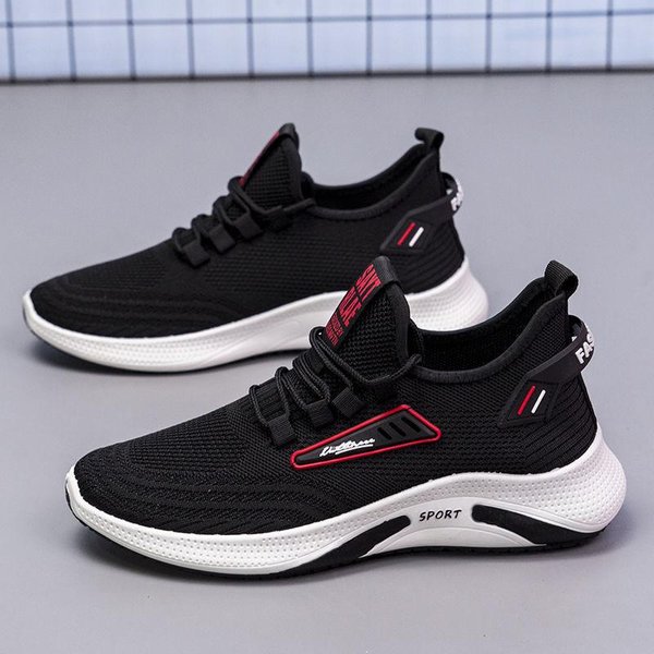 Zapatillas De Hombre Nuevas Malla Tejida Fly Zapatos Casuales Suela Blanda CóModas Zapatillas Para Correr Zapatos De Moda Para Hombre 44 Negro-image