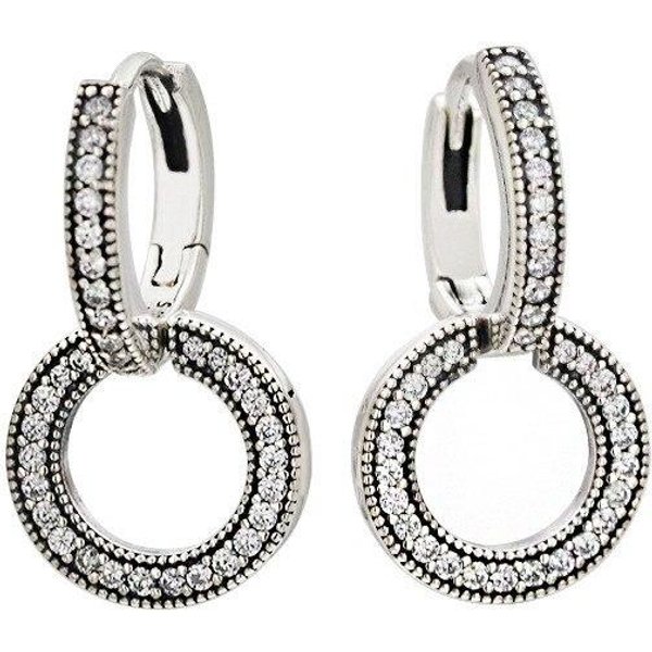 Pendiente CláSico Femenino De Plata De Ley 925 Anillo De Pendiente De Doble CíRculo Con Circonita CúBica Blanca Para Mujer NiñA JoyeríA De Boda White-image