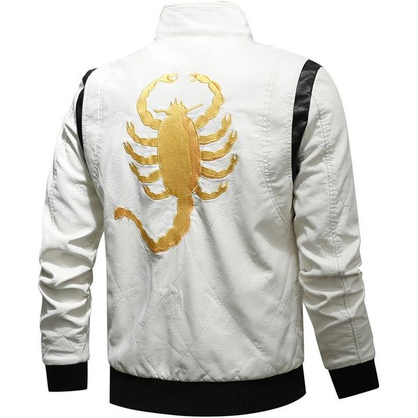 Nueva Chaqueta De Cuero Para Hombre Chaqueta De Cuero PU Cuello Alto Con Capucha Chaqueta Para Hombre Chaqueta De Cuero Xxxxl White-image