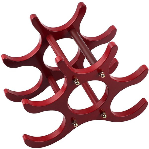 Estante De Vino Tinto De Madera Soporte Para Vino Tinto Estante Soporte 6 Botellas-image