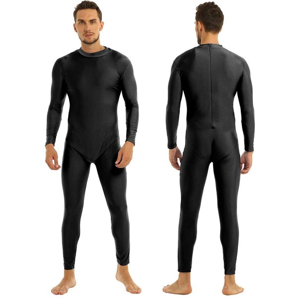 Mono De Una Pieza De Spandex Con Cuello Alto Y Manga Larga Para Hombre Y Mujer, Traje De Cuerpo Entero Zentai L Black-image