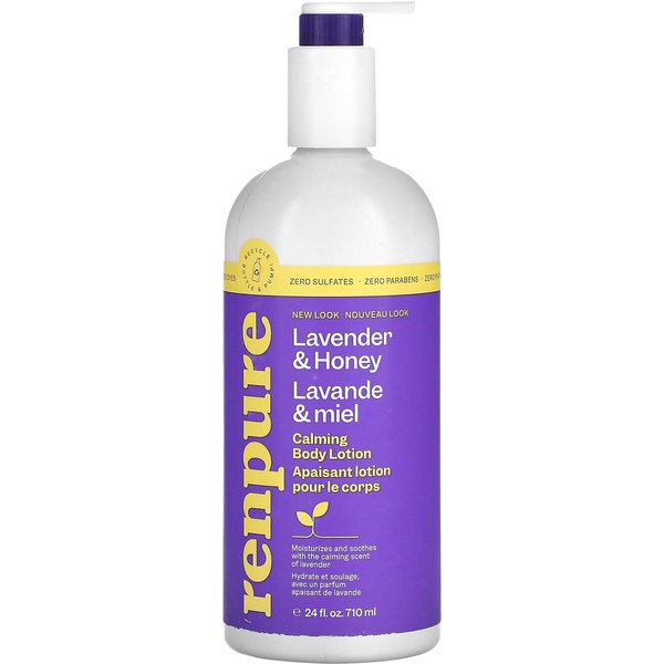 Renpure, Calming Body Lotion, Lavender & Honey, 24 Fl Oz (710 Ml) Purple-image