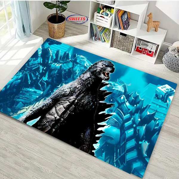 Nowy Dywanik Godzilla VS Kong Cartoon AntypośLizgowy TrwałY DużY Dywan Do Salonu Sypialni WystróJ Domu 50X80Cm (20X31In) Black-image