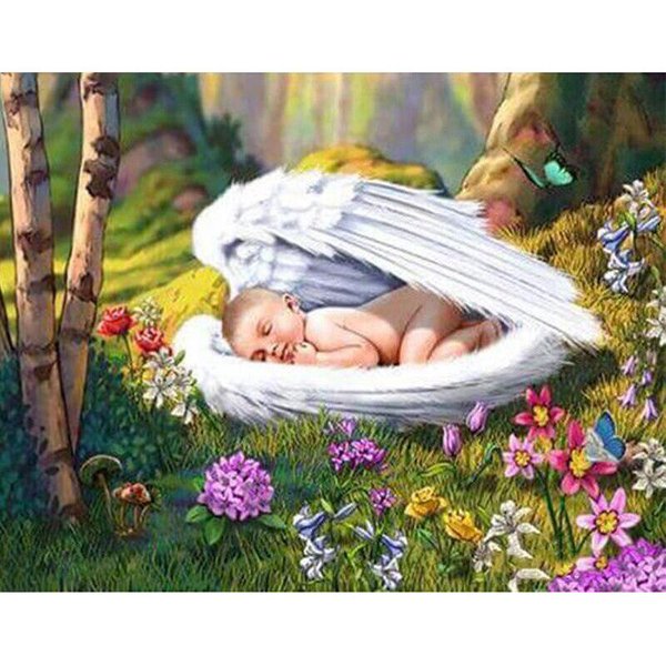 Pintura De Diamante Punto De Cruz Bebé Durmiendo Mosaico Pintura De Diamante Bordado Completo De Diamantes 20X30CM-image