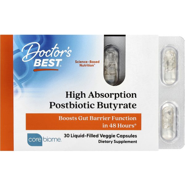 Doctor's Best, Butirato PostbióTico De Alta AbsorcióN, CáPsulas Vegetarianas, 30 (300Mg/CáPsula)-image
