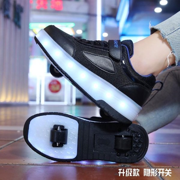 Nuevos Zapatos De Malla Para Correr Zapatos De Ruedas De Doble Rueda Para NiñOs Y NiñAs Zapatos Luminosos 42-image
