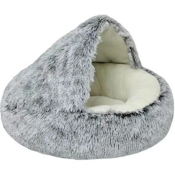 Cama Suave De Felpa Para Mascotas Con Cubierta Cama Redonda Para Gatos ColchóN Para Mascotas CáLido Gato Perro 2 En 1 Nido Para Dormir Cueva Para Perros PequeñOs 40Cm-image