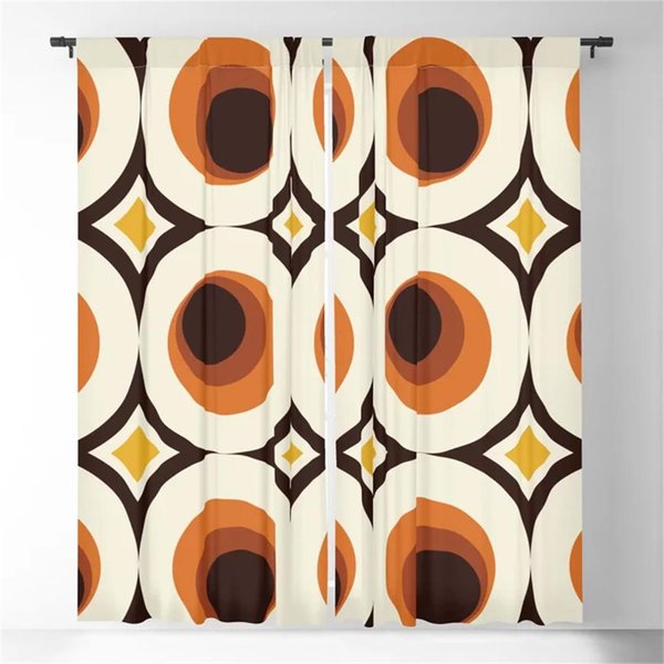 PomarańCzowe ZasłOny PrzeciwsłOneczne W Stylu Mid-Century Modern Z Cyfrowym Nadrukiem 3D Do Salonu, Sypialni, Na Balkon, Do Kuchni Dekoracja 60W65H(Cm)X2Pcs&Grommet Top-image