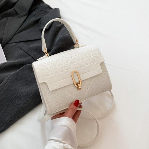 Bolso PequeñO Cuadrado Retro Simple Bolso De Hombro Con Personalidad Y Bonito Tendencia De Moda Verano Bolso Cruzado Bolso De Mano Beige-image