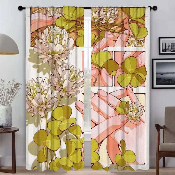 Cortina De Moda Retro Para Ventana Para HabitacióN Cortinas De 2 Paneles Para Dormitorio Cortinas De Interior Para El Hogar DecoracióN De Halloween Cortinas W50Xh70Cmx2Pcs-Cl-image