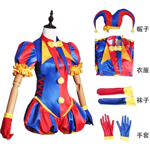 Niesamowity Cyfrowy Cyrk Pomni Kostium Cosplay Kombinezon Halloween PełNy Zestaw Kostium Role Play StróJ Dziewczyny-Klauna Hcos XS-image