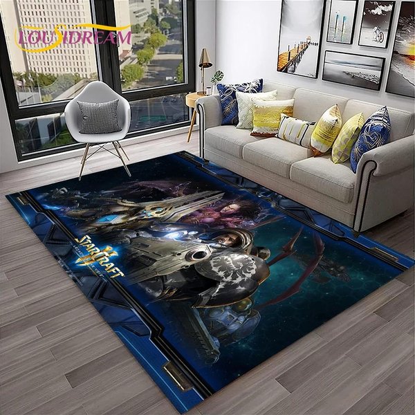 Starcraft Gra Retro 3D Dywanik Gamerowy Do Domu Salonu Sypialni Kanapy Wycieraczka Dekoracja, Dywanik Do Strefy Zabaw Dla Dzieci Mat PodłOgowy AntypośLizgowy 60*90Cm-image
