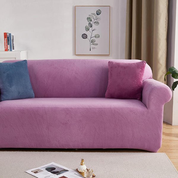 Funda De Sofá De Terciopelo De Color SóLido, Funda De Sofá De Tela Suave, Funda De Sofá EláStica En Forma De L, Funda De Sofá De Esquina L(190-230Cm)-image